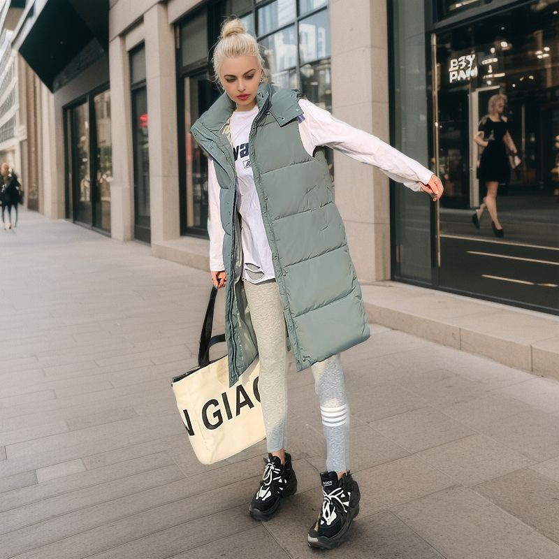 Gilet lungo da donna autunno e inverno nuovo Gilet imbottito caldo da donna Cappotto sottile_voghion.com