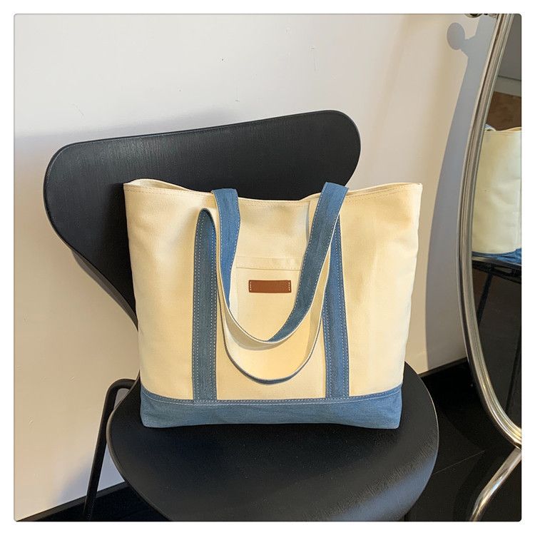 Umhängetaschen für Damen, Canvas-Tragetasche, trendige Unterarmtasche mit Farbblockierung, modische Pendler-Umhängetasche mit großem Fassungsvermögen_voghion.com