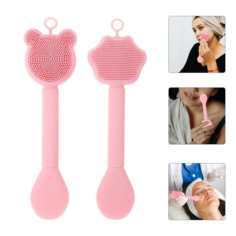 2 Pcs Silicone Mask Brush Face Scrubbers Double-end Facial Applicator_voghion.com