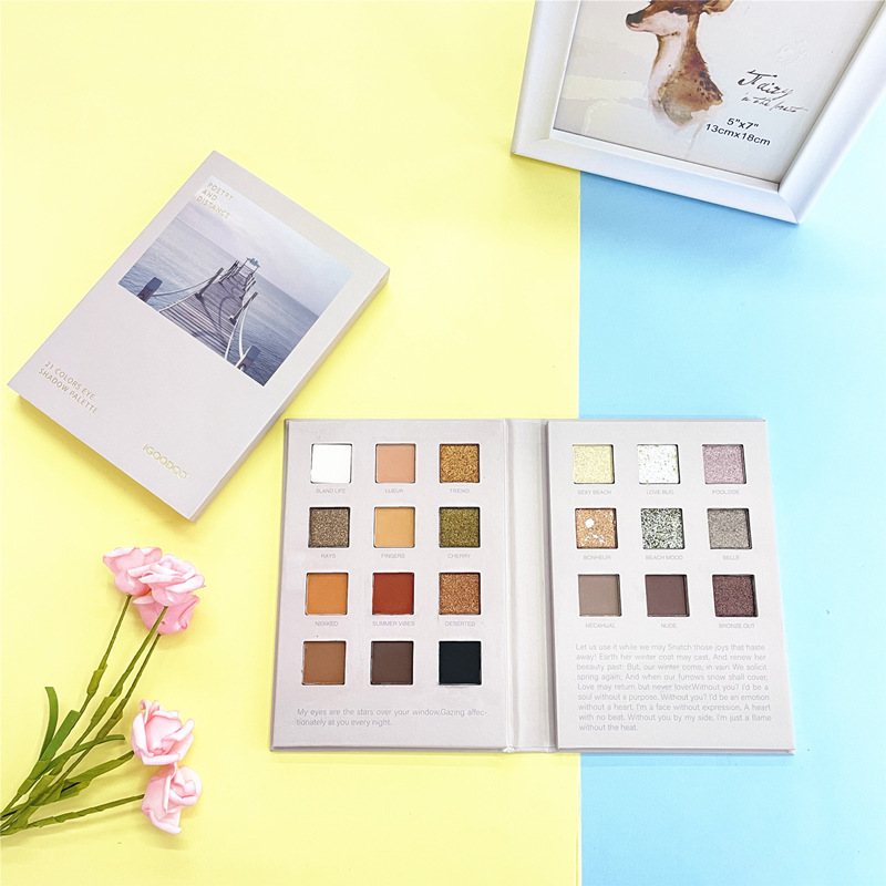 Piastra per il trucco dell'ombretto opaco perlescente in modalità libro a 21 colori_voghion.com