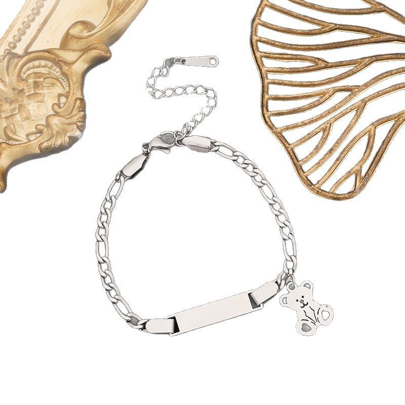 Fashion Simple Stainless Steel Long Bar Bracelet Smooth Surface Laser Engraving DIY Children's Same Style Jewelry_voghion.com