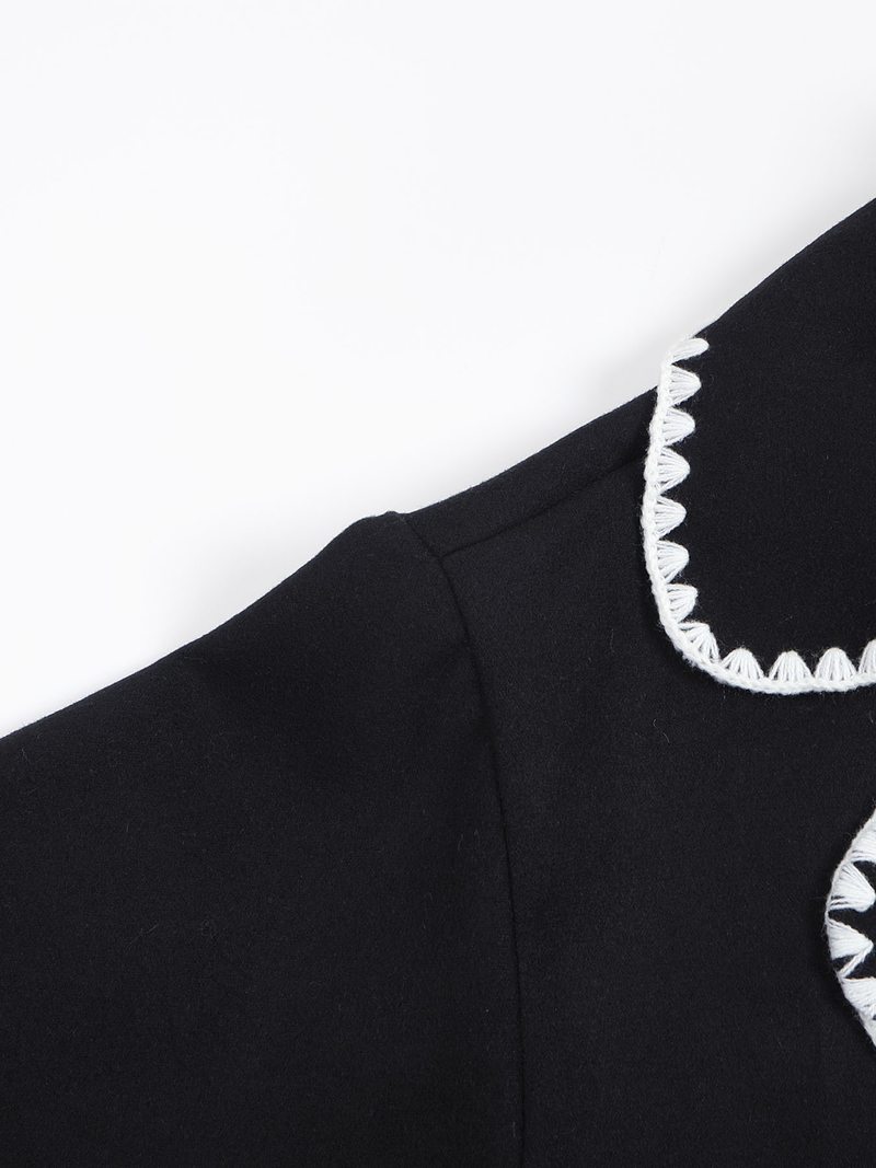 Damkläder Höst och vinter Dam dubbelsidig ylle långärmad flätad lapel lång kappa lös vindjacka_voghion.com