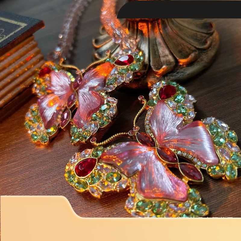 Set di collana con spilla e strass a forma di farfalla, stile fata, carina e vintage_voghion.com