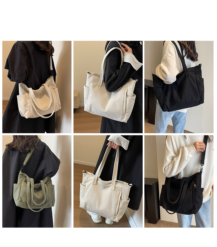 Corduroy for women, large capacity 2024 new autumn winter versatile single shoulder crossbody bag, high-end sensory and_voghion.com