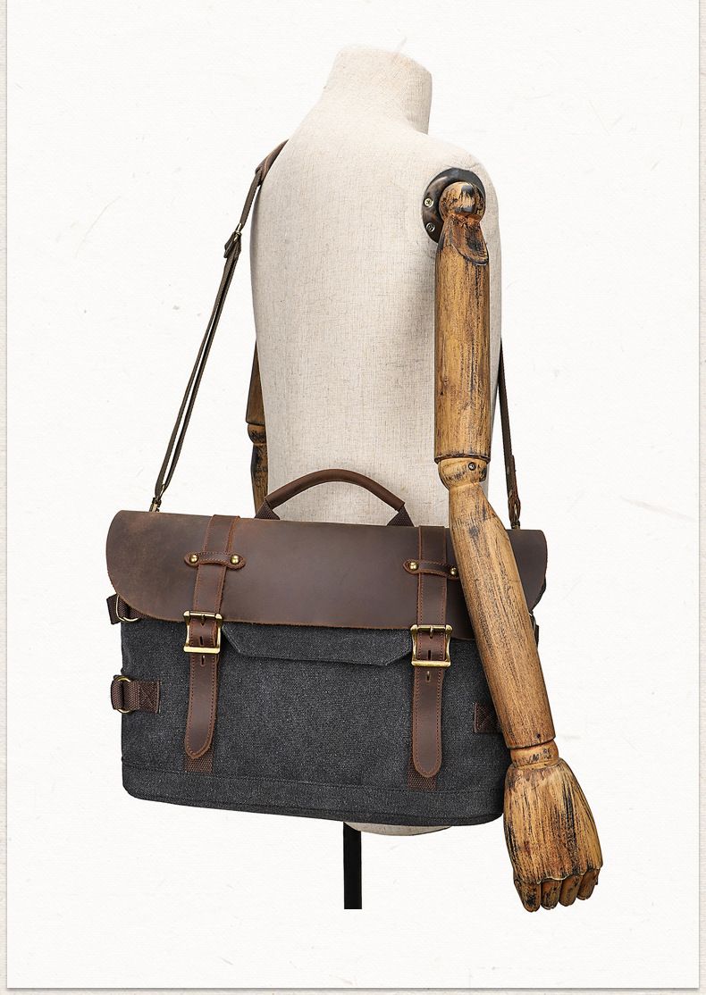 Canvas shoulder bag, casual crossbody, new manufacturer source, retro mailman bag, men's computer bag_voghion.com