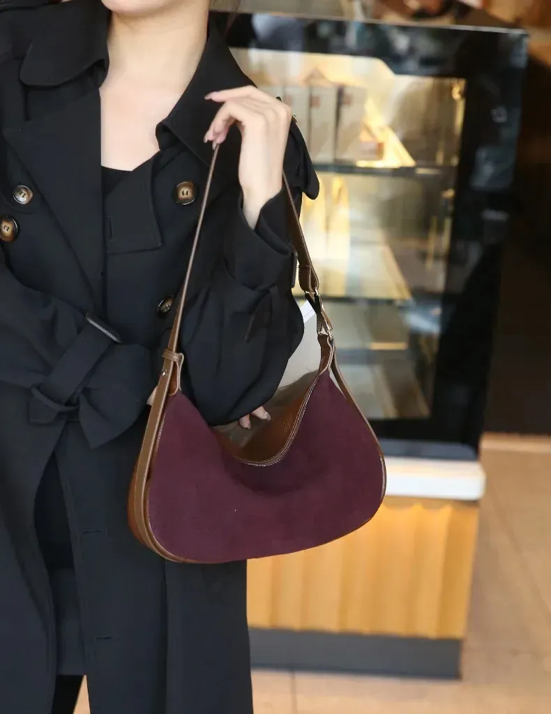 Borse e borsette da donna in vera pelle scamosciata di vacchetta, in morbida pelle, di alta qualità, stile retrò pop, a tracolla_voghion.com