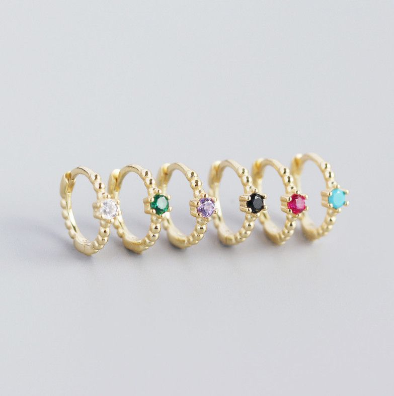 Orecchini a cerchio piccoli alla moda in argento sterling 925 con perline CZ, regalo da 10 mm, A35_voghion.com