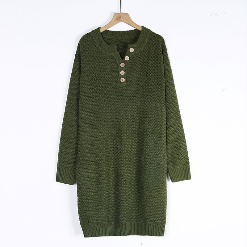 Damenbekleidung Button Pullover Kleid Modisches Temperament Pendler Damen Pullover Weiblich_voghion.com