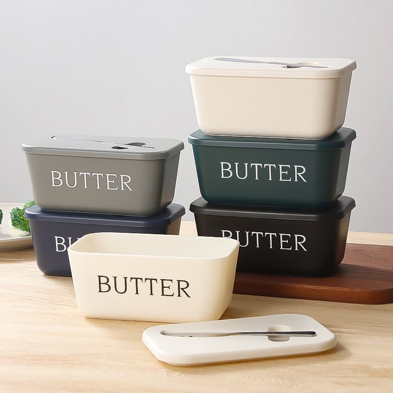 Large Capacity Box With Knife, Food-Grade PP Cheese Refrigerator Storage Box, Butter Dish_voghion.com