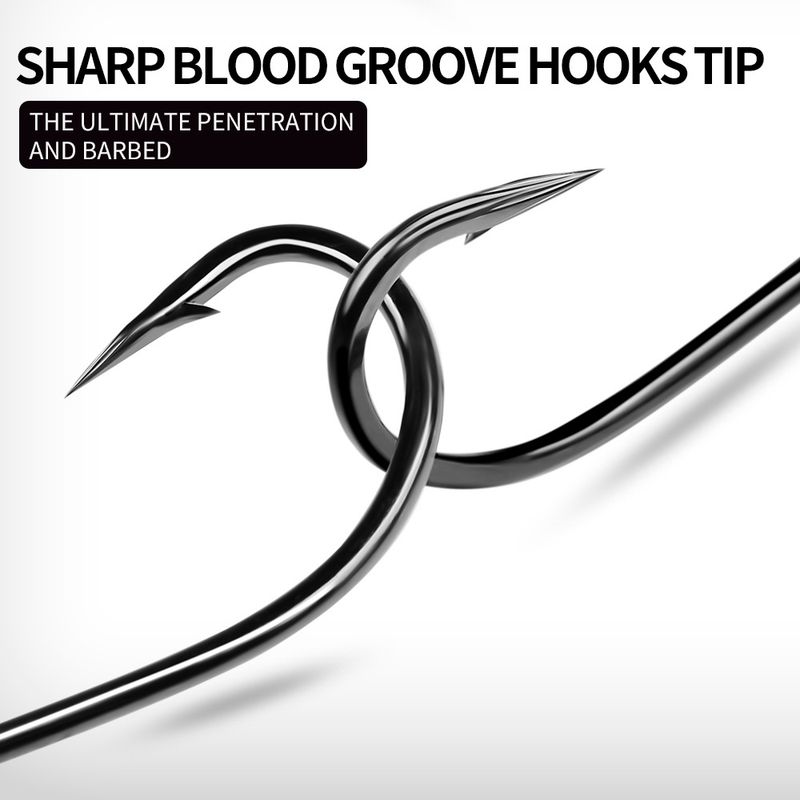 Qianyou Black Tube Fishing With Holes, Barbed Blood Groove Hooks For Big Fish, Rock Sea Fishing, String Hooks, 100_voghion.com