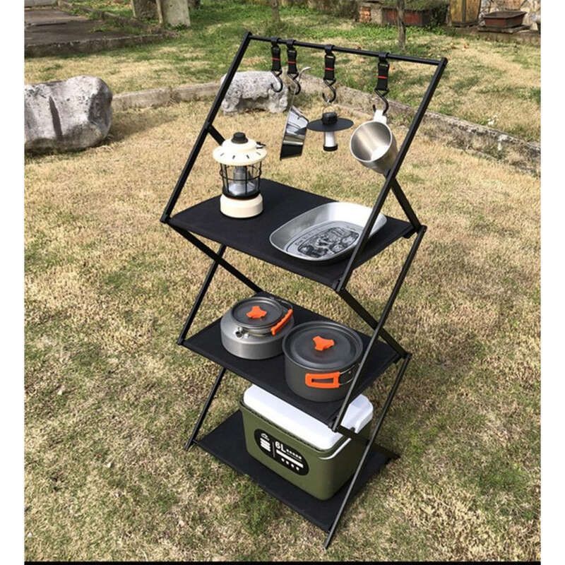 Outdoor Camping Multi-layer Aluminum Alloy Foldable Portable Storage Self Driving Picnic Rack_voghion.com