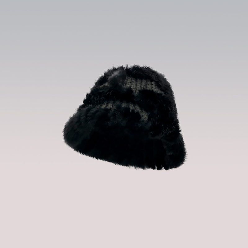Rabbit hair women's fur, autumn winter versatile, warm and cold resistant, showing face, small woolen hat, fur plush_voghion.com