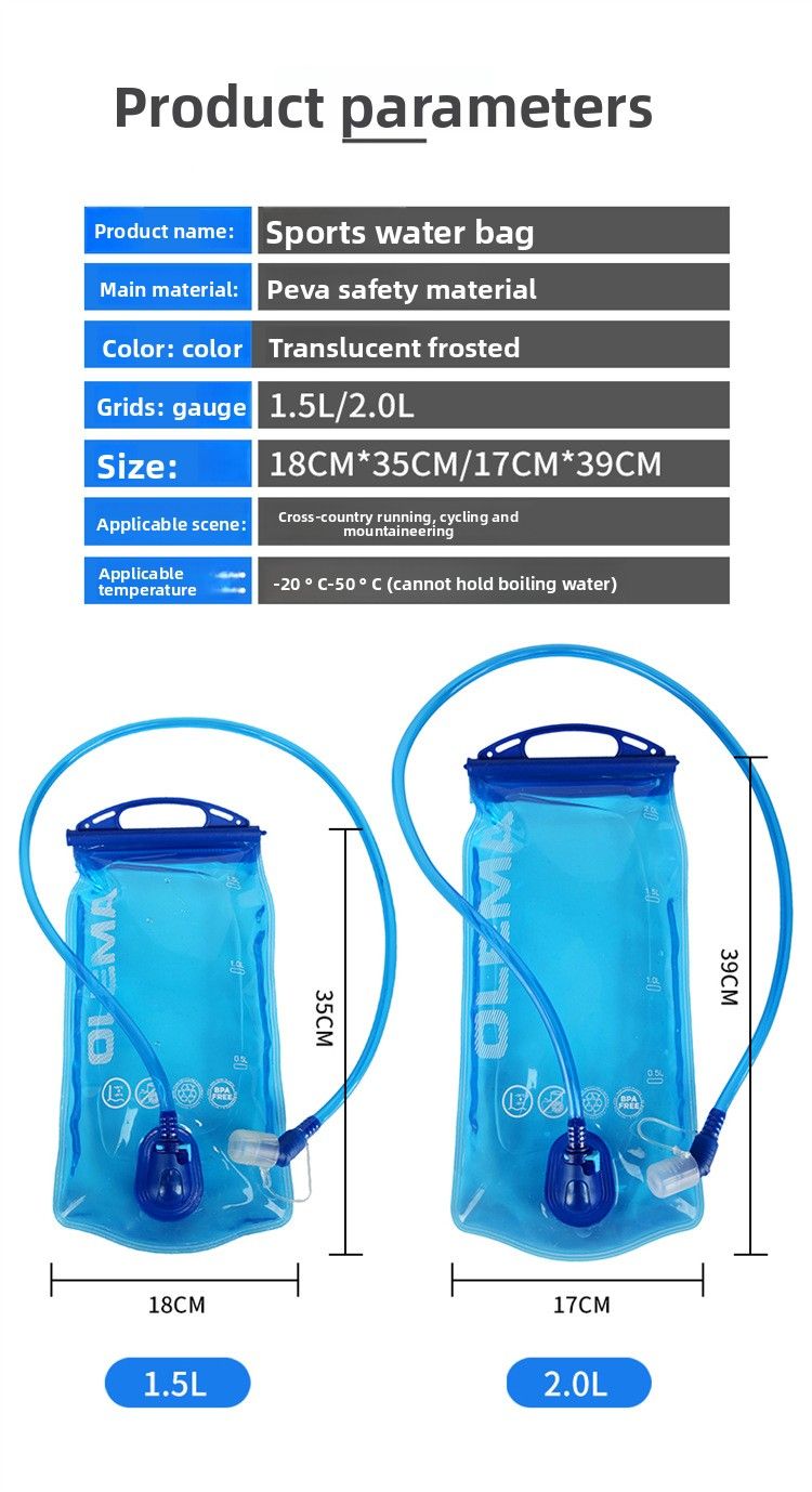 Outdoor Spots Potable Wate Bag Duża pojemność składana 1,5 l 2 l Tail Running Cycling Maathon Nawodnienie_voghion.com