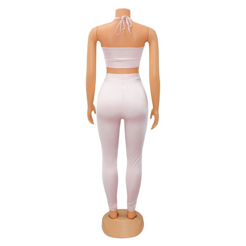 Ritaglio stretto sexy alla moda da donna allacciatura di due tailleur pantalone_voghion.com