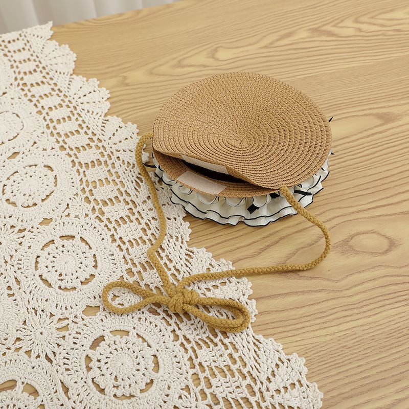 Borsa carina per bambini estivi nuovi set di due pezzi parasole cappello di paglia a sommità piatta per ragazza da sole_voghion.com