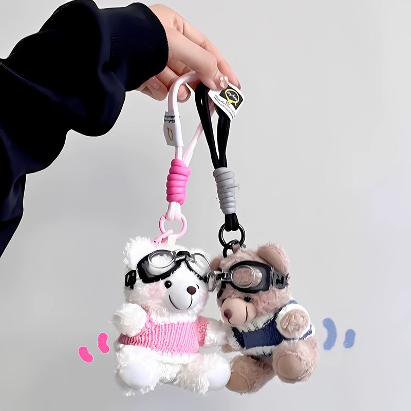 Bag Parts & Accessories Internet Celebrity Pilot Bear Plush Pendant Creative Doll Cute Bear Doll Keychain Bag Pendant Gift_voghion.com