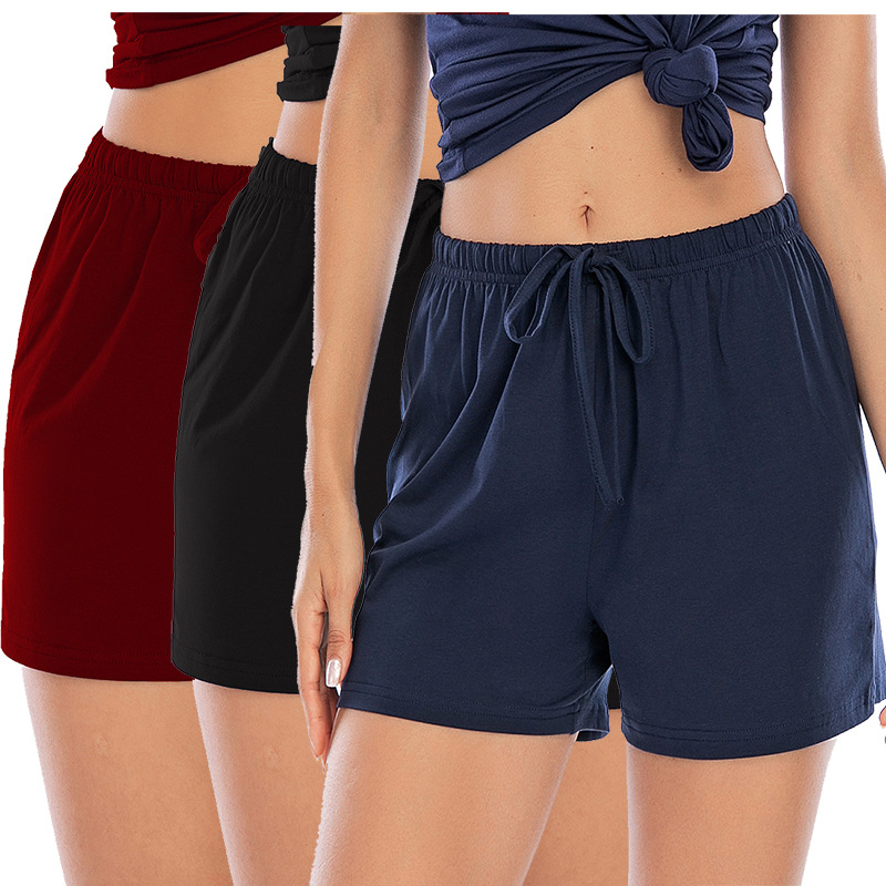 Women's Sleepwears Shorts single piece drawstring cotton pajama pants comfortable home wear_voghion.com