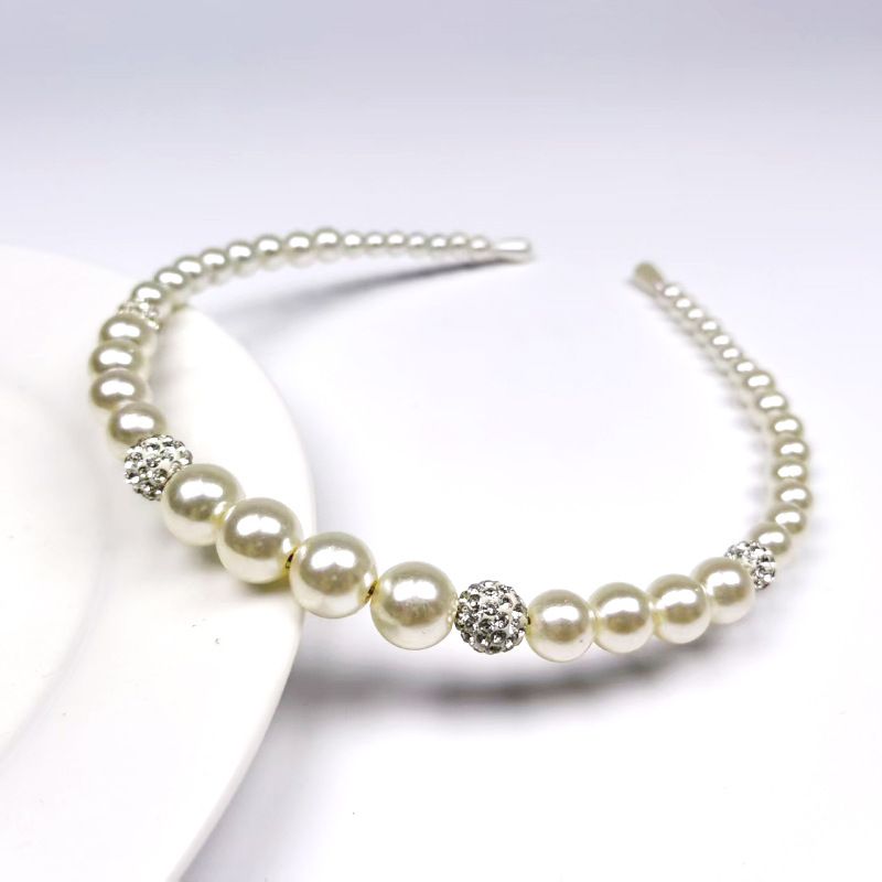 Korean Influencer Pearl Headband For Women, Versatile Minimalist Hair Hoop, Handmade Pearl-strung Fashion Elegant Hair Accessory_voghion.com