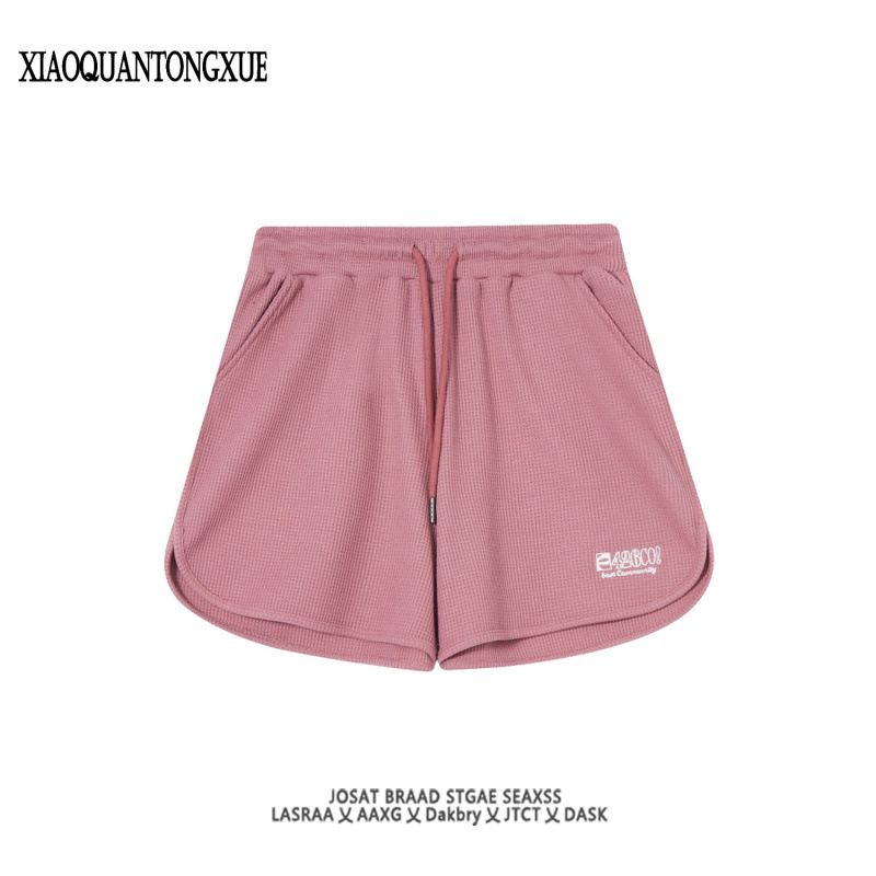Set due pezzi con canotta senza maniche e pantaloncini, stile casual per studentesse, modello Waffle Grid, modello 2025_voghion.com