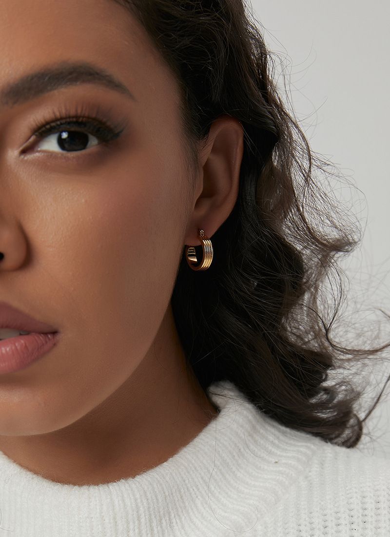 Orecchini a cerchio multistrato geometrici per donna, placcati in rame con vero oro, stile retrò, versatili, alla moda_voghion.com