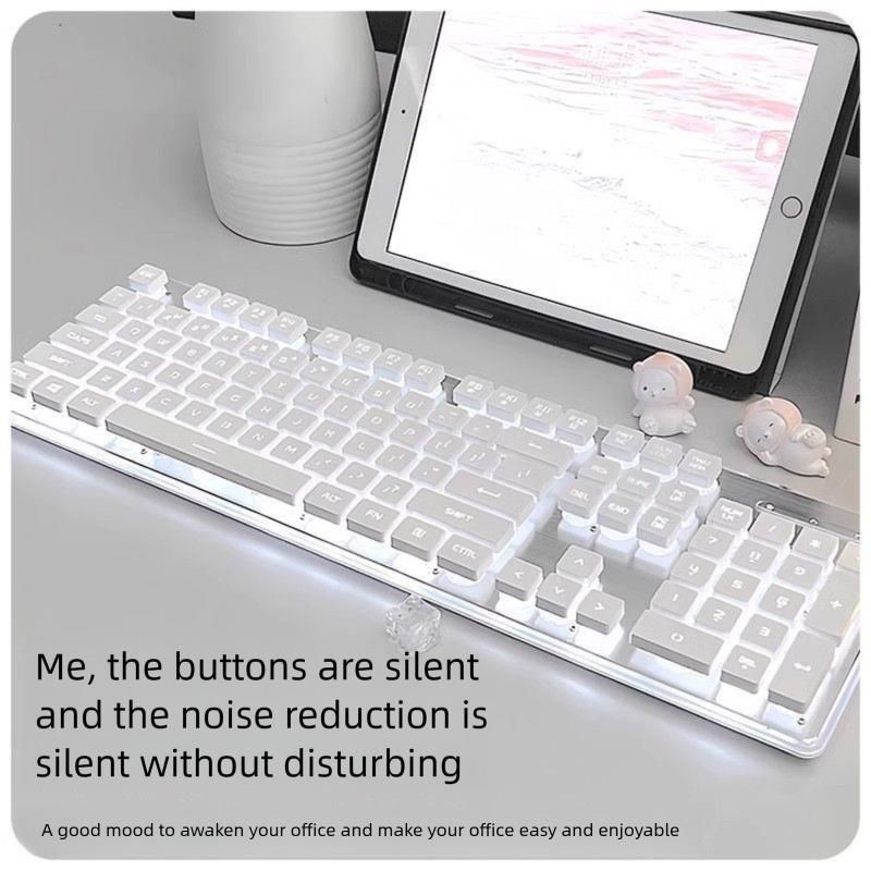 Mengzu Silent Echtes mechanisches Gefühl für Frauen Büro Kabelgebundener Laptop GX Gaming-Tastatur und -Maus_voghion.com