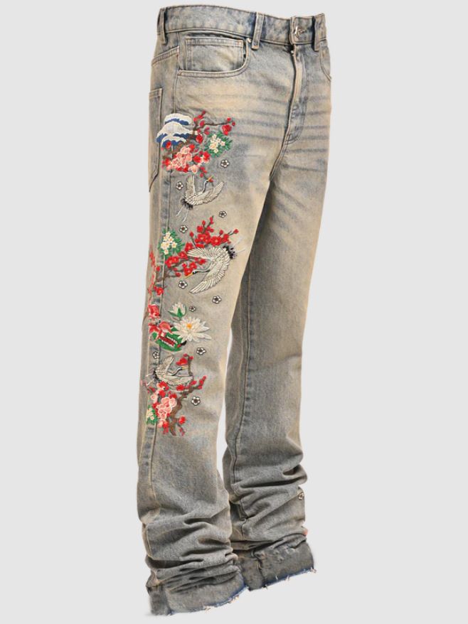 Herrenbekleidung Neue gerade Jeanshose für Herren Street Fashion Ins Beliebte gerade Jeanshose mit Stretch-Patch_voghion.com