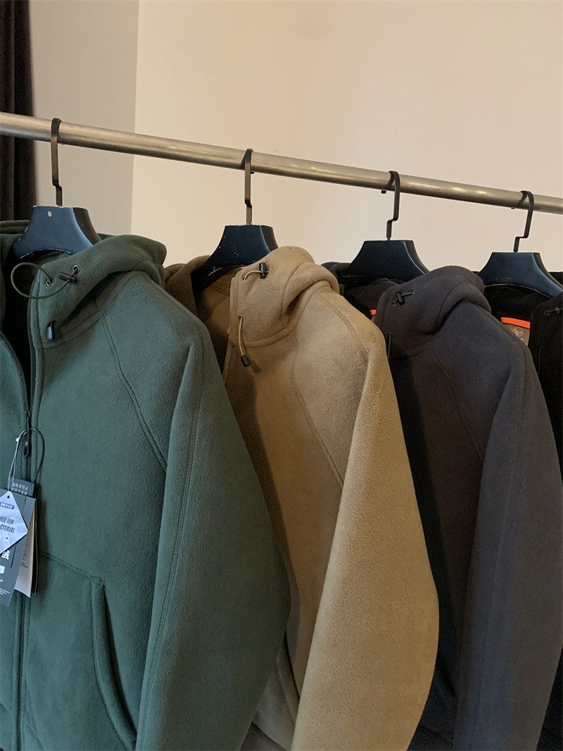Giacca con cappuccio in pile pesante double face da uomo - Cappotto invernale in pile caldo per abbigliamento casual_voghion.com