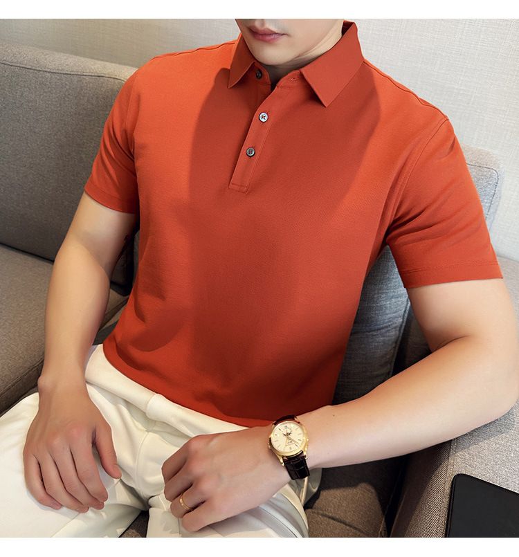 Polo à manches courtes pour homme, nouveauté spéciale été, en coton, confortable, petit revers, non marquant, pressage, version coréenne, coupe ajustée, Paul_voghion.com