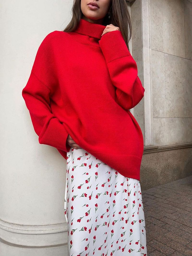 Gonna midi a sirena con stampa di ciliegie, elegante, a vita alta, floreale tinta unita, primavera 2025, abbigliamento resistente e comodo, sinonimi_voghion.com