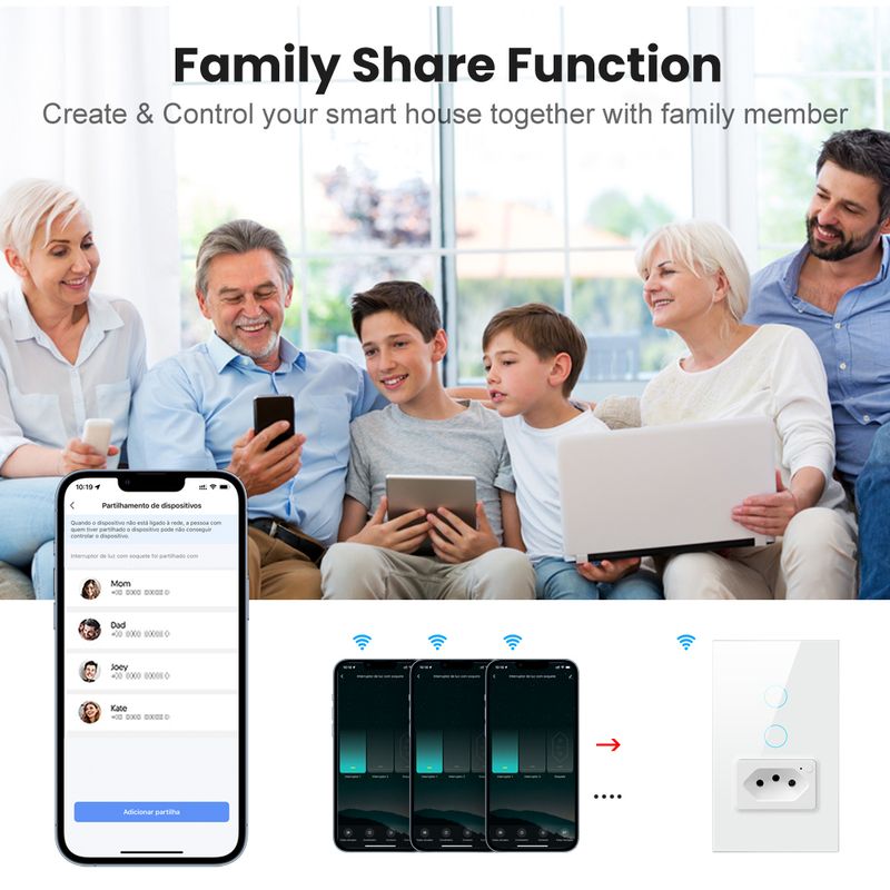 AVATTO Tuya Brazilska WiFi vtičnica, pametno stensko stikalo s senzorjem na dotik, deluje z Alexa Google Home_voghion.com