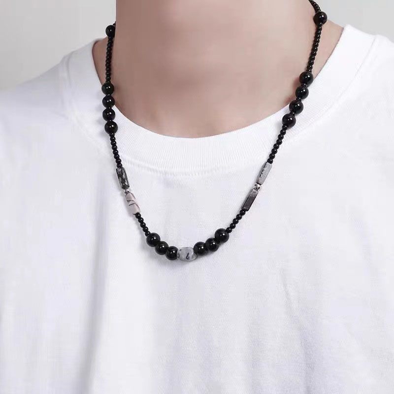 Collier de perles de style chinois rétro léger, chaîne de clavicule de luxe, accessoires pour hommes et femmes, chaîne de pull pour hommes_voghion.com