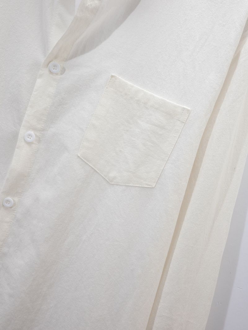 Men's Clothing Versatile Shirt Fashion Cotton Casual Loose Fit Cotton Shirt With Pocket, Solid Color Long Sleeve Button Down Shirt For Everyday Wear_voghion.com