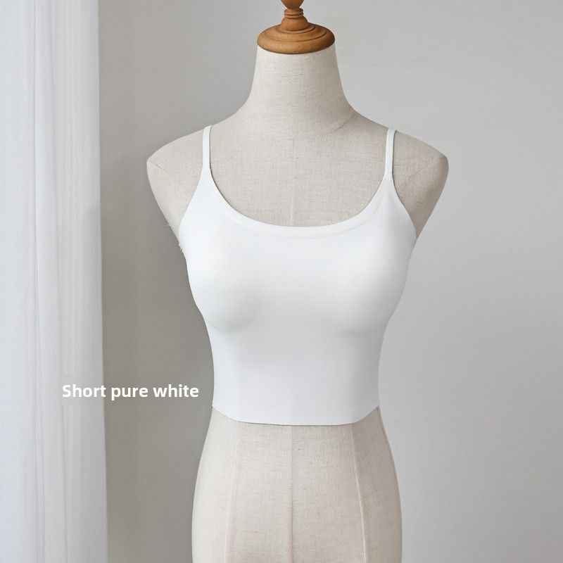 Imbottitura per il petto in un unico pezzo e splendida fascia posteriore, vestibilità aderente per uso interno ed esterno, canotta da donna senza spalline - corta - S_voghion.com