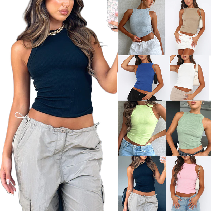 Korte, korte, slim-fit tanktop voor dames_voghion.com