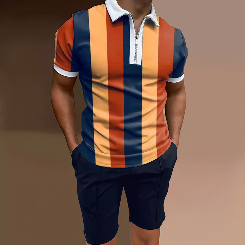 T-shirt da uomo estiva 2024 a maniche corte con risvolto casual in tinta unita_voghion.com