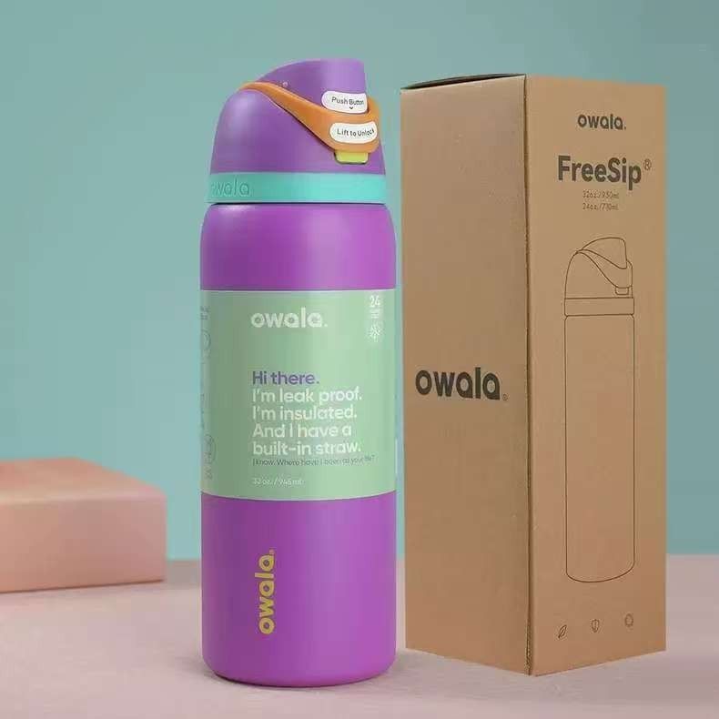 Borraccia sportiva portatile con doppia borraccia sottovuoto in acciaio inossidabile da 24 e 32 once, grande capacità, portatile_voghion.com