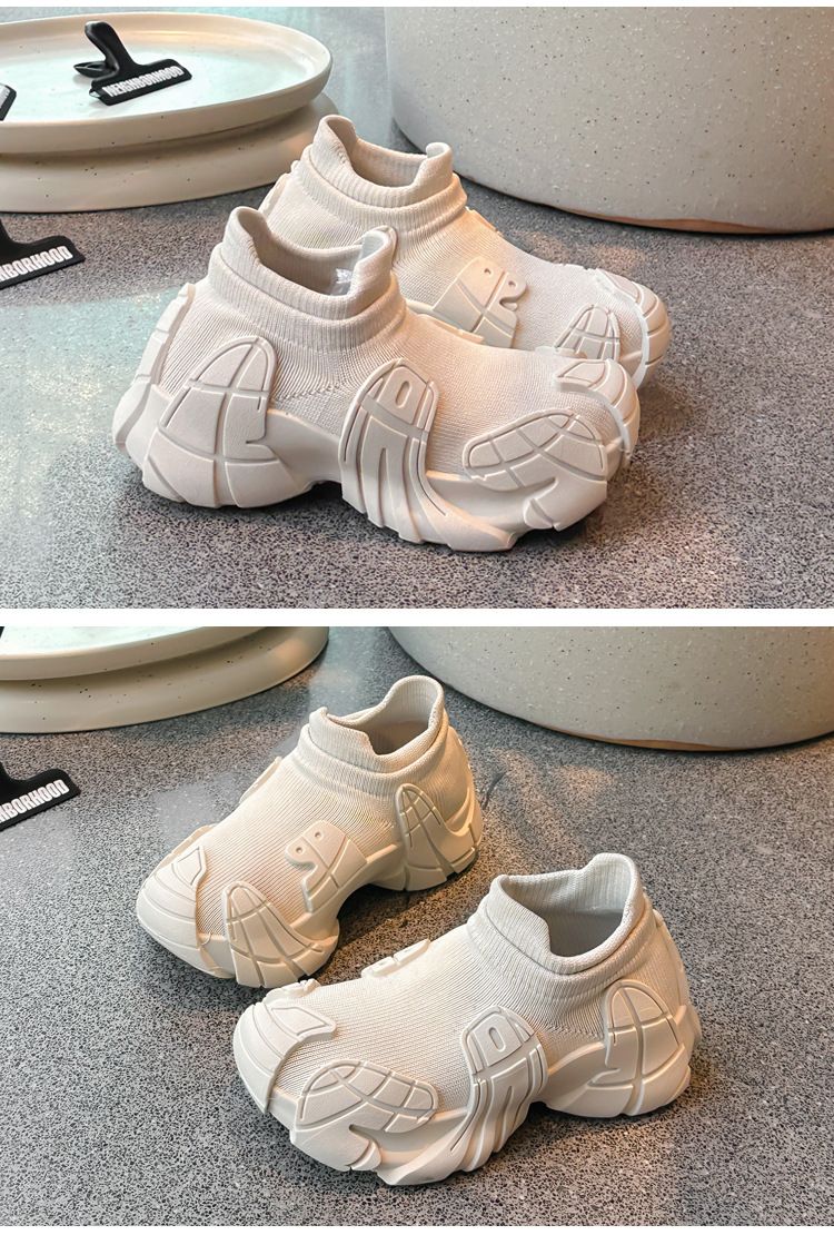 Børnesko Børnesokker sko 2024 efterår nye herre mellemlange slip-on børnesko på lager dame flyvende vævede casual antislip single_voghion.com