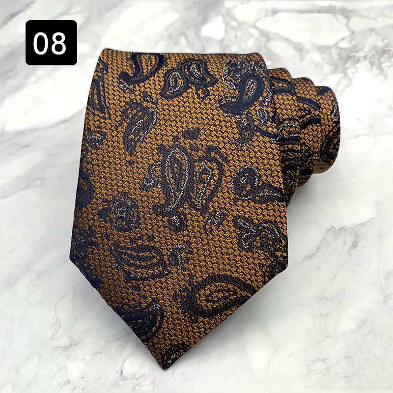 Tie For Men Formal Suit Accessory Fashion Paisley Cashew Pattern Hand-Knotted Wide Version 8CM_voghion.com