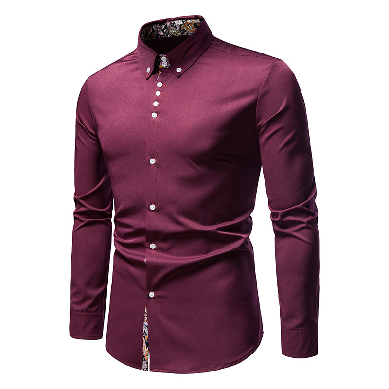 Abbigliamento da uomo Camicie a maniche lungheCamicie casual da ragazzo con risvolto slim fit color-block_voghion.com