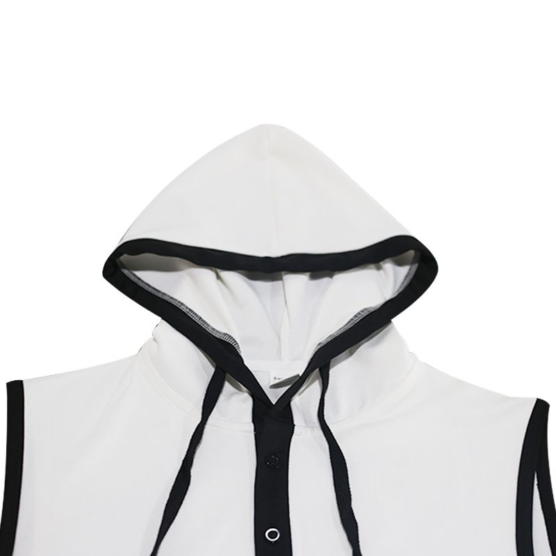 2024 Summer New Men's Tank Top Hooded Shoulder Trendy Brand Casual Sleeveless T-shirt_voghion.com