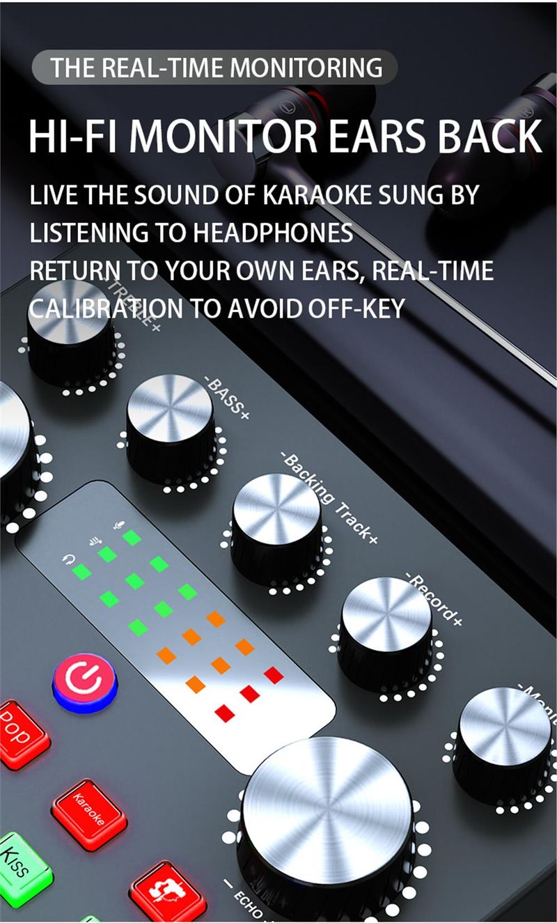 Mixer audio professionale Podcast Studio Q7 per la registrazione di streaming live, kit scheda audio per telefono e PC_voghion.com