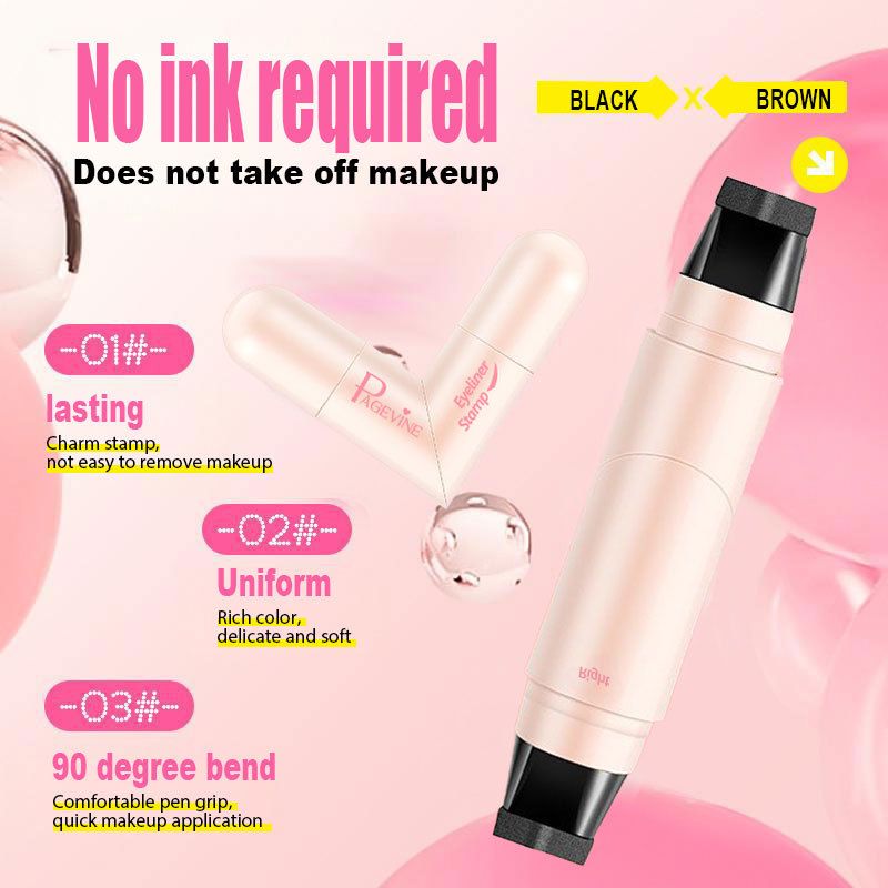Penna a timbro rotante, naturale, a lunga durata, ad asciugatura rapida, impermeabile, anti-sudore, modellante con un solo timbro, eyeliner a doppia testa._voghion.com