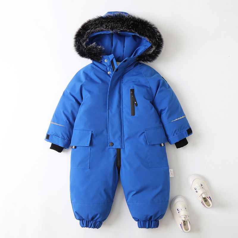 Boys' Color-Block Snowsuit – Thickened Winter Romper With Full-Zip (90-120cm) – Windproof Ski Jumpsuit For Toddlers_voghion.com