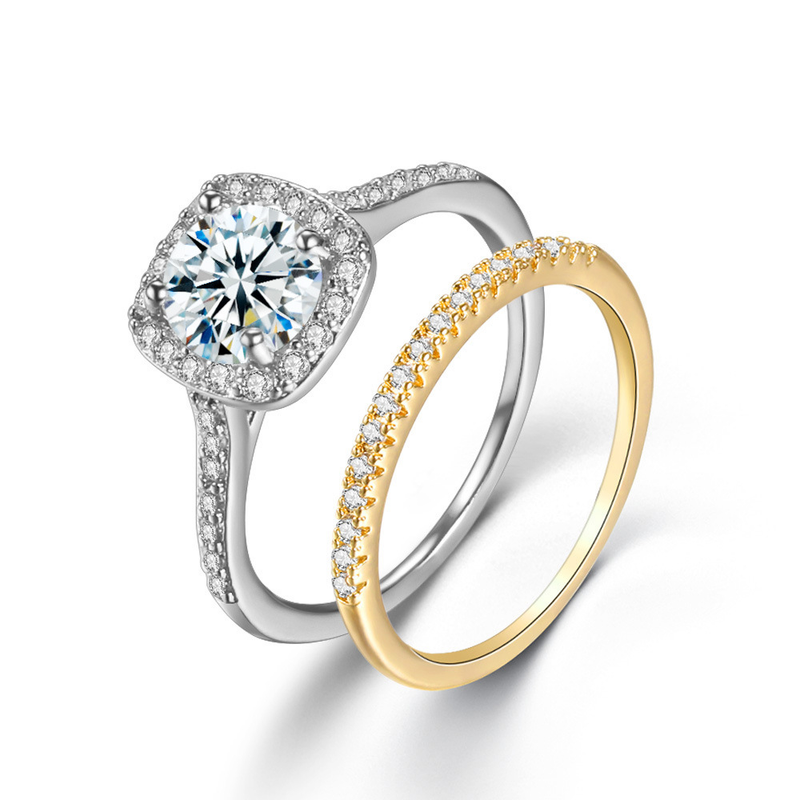 Anello da donna con micro pavé di zirconi, anello combinato di alta qualità e molto popolare_voghion.com