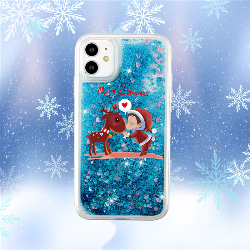 Geschikt voor iPhone 15 ProMax telefoon Apple 14 Christmas quicksand hoesje, S23 eland cadeau, 11 schoenen, P60_voghion.com