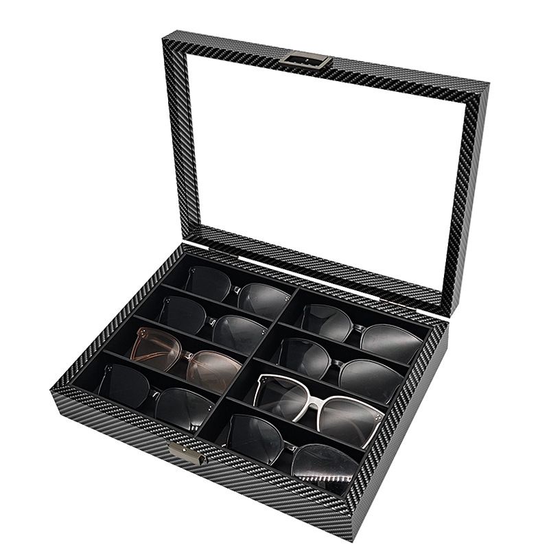 Hjem og hage Svart valnøtttre 8-bits briller Oppbevaring Collection Display Box 8 Bit Solbriller Oppbevaringsboks_voghion.com
