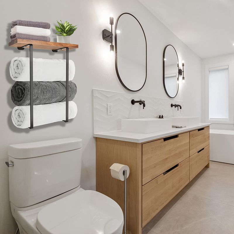 Porte-serviettes mural en métal pour salle de bain_voghion.com