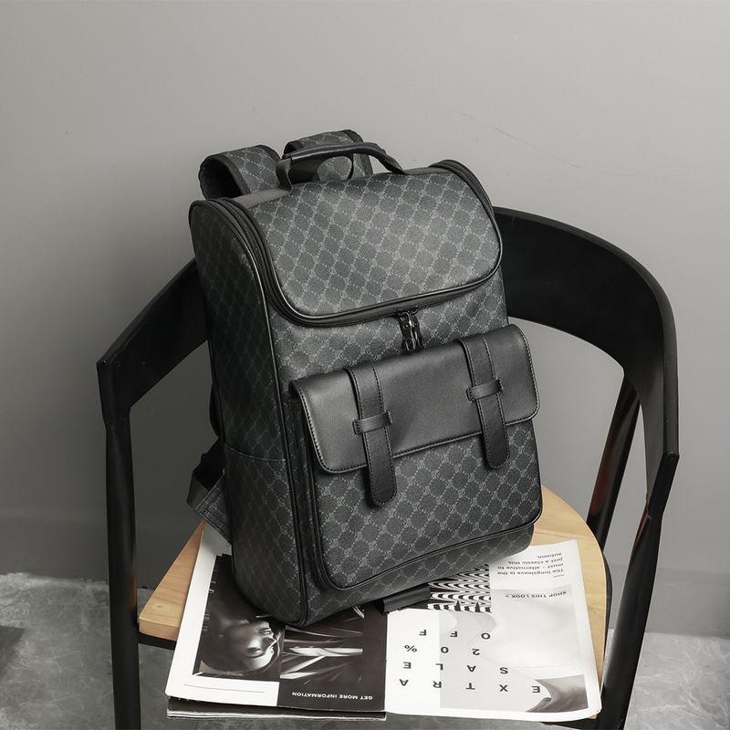 Designer Trendy Brand Fashionable And Classic Checkerboard Printed Large Capacity Backpack, Men's Computer File Backpack_voghion.com