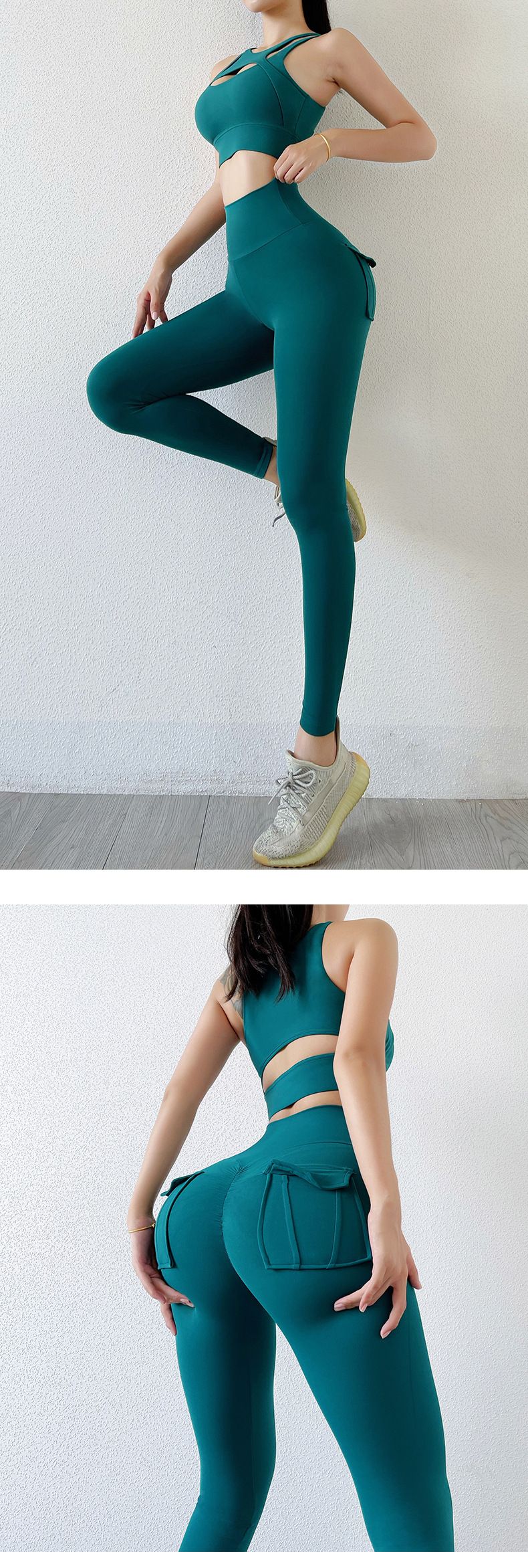 Women's Nude High-waist Butt-lifting Yoga Pants For Women With Pockets Sports Tights Chrysanthemum Fitness Pants_voghion.com