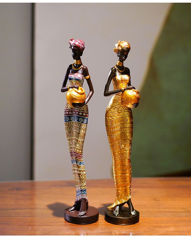 Black Art Figure Ornament Creative Home Living Room Decoration Entrance Wine TV Cabinet Resin Craft_voghion.com